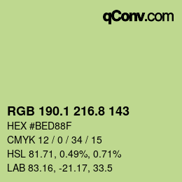 カラーコード: RGB 190.1 216.8 143 | qconv.com