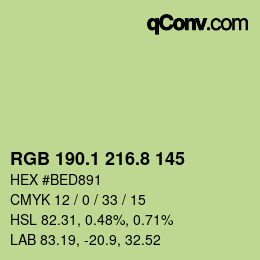 カラーコード: RGB 190.1 216.8 145 | qconv.com