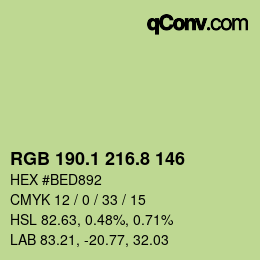 Color code: RGB 190.1 216.8 146 | qconv.com