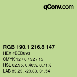 カラーコード: RGB 190.1 216.8 147 | qconv.com