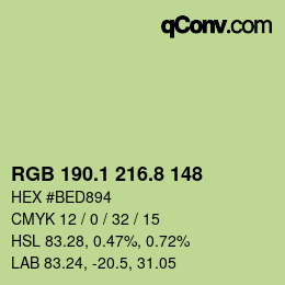 カラーコード: RGB 190.1 216.8 148 | qconv.com