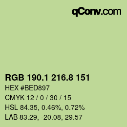 Color code: RGB 190.1 216.8 151 | qconv.com
