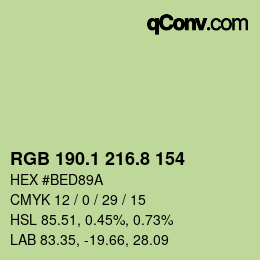 カラーコード: RGB 190.1 216.8 154 | qconv.com