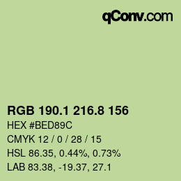 Color code: RGB 190.1 216.8 156 | qconv.com