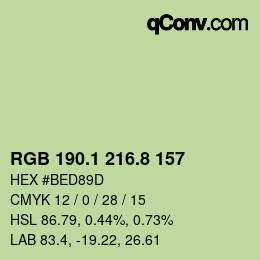 カラーコード: RGB 190.1 216.8 157 | qconv.com