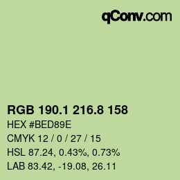 カラーコード: RGB 190.1 216.8 158 | qconv.com