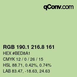 Color code: RGB 190.1 216.8 161 | qconv.com