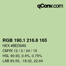 カラーコード: RGB 190.1 216.8 165 | qconv.com