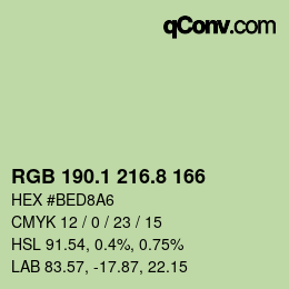 Color code: RGB 190.1 216.8 166 | qconv.com