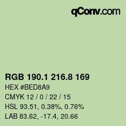 カラーコード: RGB 190.1 216.8 169 | qconv.com