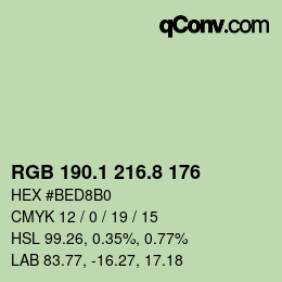 カラーコード: RGB 190.1 216.8 176 | qconv.com