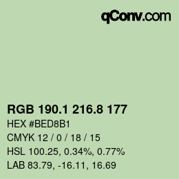 カラーコード: RGB 190.1 216.8 177 | qconv.com