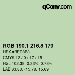 カラーコード: RGB 190.1 216.8 179 | qconv.com