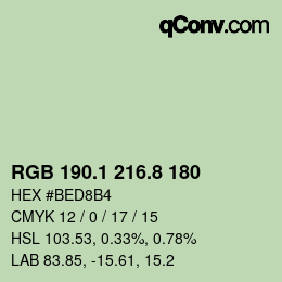 Color code: RGB 190.1 216.8 180 | qconv.com