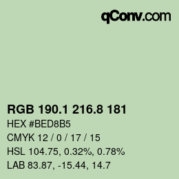 Color code: RGB 190.1 216.8 181 | qconv.com