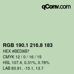 カラーコード: RGB 190.1 216.8 183 | qconv.com