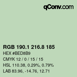 Color code: RGB 190.1 216.8 185 | qconv.com