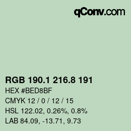 カラーコード: RGB 190.1 216.8 191 | qconv.com