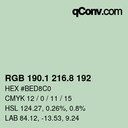 Color code: RGB 190.1 216.8 192 | qconv.com