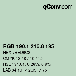 カラーコード: RGB 190.1 216.8 195 | qconv.com