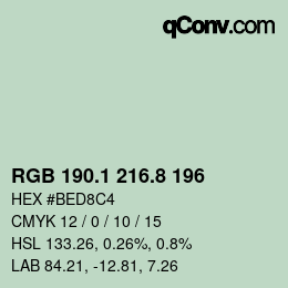 カラーコード: RGB 190.1 216.8 196 | qconv.com