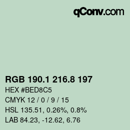 Color code: RGB 190.1 216.8 197 | qconv.com