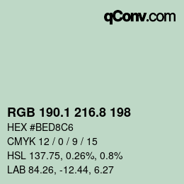 カラーコード: RGB 190.1 216.8 198 | qconv.com
