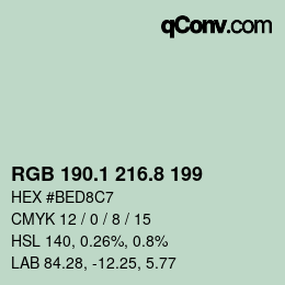 Color code: RGB 190.1 216.8 199 | qconv.com