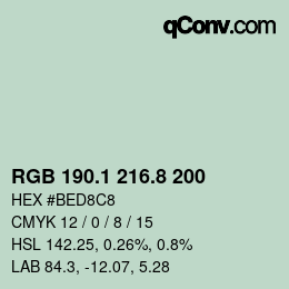 カラーコード: RGB 190.1 216.8 200 | qconv.com