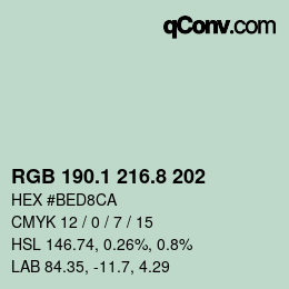 Color code: RGB 190.1 216.8 202 | qconv.com