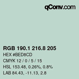 カラーコード: RGB 190.1 216.8 205 | qconv.com