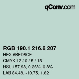 Color code: RGB 190.1 216.8 207 | qconv.com