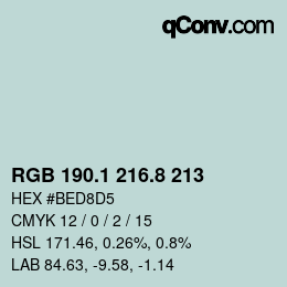 カラーコード: RGB 190.1 216.8 213 | qconv.com