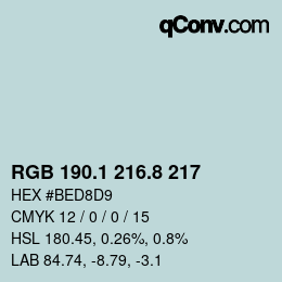 Farbcode: RGB 190.1 216.8 217 | qconv.com
