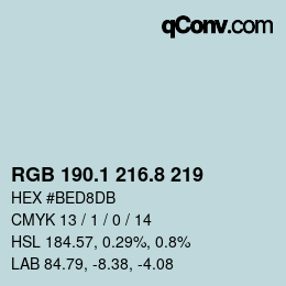 Farbcode: RGB 190.1 216.8 219 | qconv.com