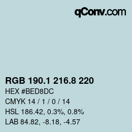 カラーコード: RGB 190.1 216.8 220 | qconv.com