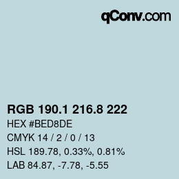 Código de color: RGB 190.1 216.8 222 | qconv.com