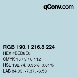 カラーコード: RGB 190.1 216.8 224 | qconv.com
