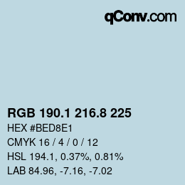 Color code: RGB 190.1 216.8 225 | qconv.com
