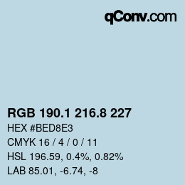 カラーコード: RGB 190.1 216.8 227 | qconv.com