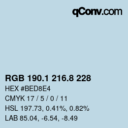 カラーコード: RGB 190.1 216.8 228 | qconv.com