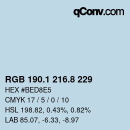 カラーコード: RGB 190.1 216.8 229 | qconv.com