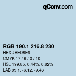 Color code: RGB 190.1 216.8 230 | qconv.com