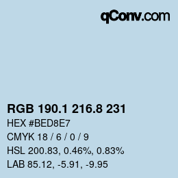 Color code: RGB 190.1 216.8 231 | qconv.com
