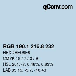 Color code: RGB 190.1 216.8 232 | qconv.com