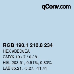 カラーコード: RGB 190.1 216.8 234 | qconv.com