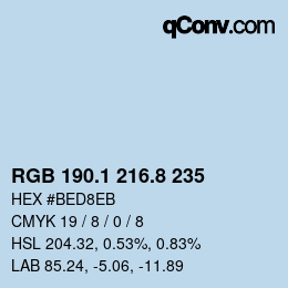 Color code: RGB 190.1 216.8 235 | qconv.com