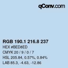 Código de color: RGB 190.1 216.8 237 | qconv.com
