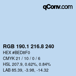 Color code: RGB 190.1 216.8 240 | qconv.com