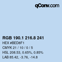 Color code: RGB 190.1 216.8 241 | qconv.com